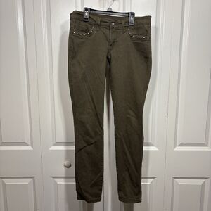 Levi's 524 Skinny Jeans Womens 29 Studded Green Superlow Y2K Grunge Boho Vintage